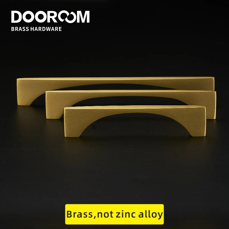 Dooroom Brass Furniture Handles Nordic Modern Wardrobe Dresser Cupboard Cabinet Drawer Shoe Box Pulls  Light Luxury Gold Knobs