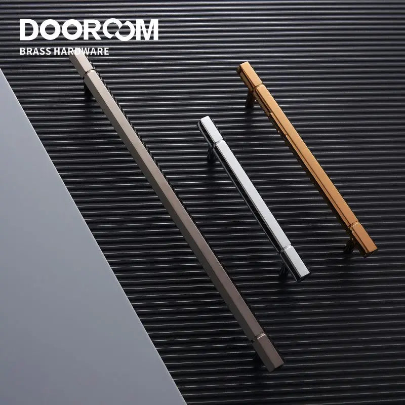 Dooroom Brass Furniture Handles Shiny Rose Gold Black Titanium Bright Chrome Cupboard Wardrobe Dresser Drawer Cabinet Pulls