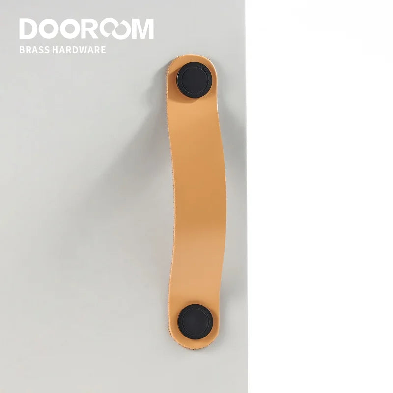 Dooroom Brass Leather Furniture Handles Modern Cupboard Wardrobe Dresser Shoe Box Drawer Cabinet Knobs Pulls Multiple Colors