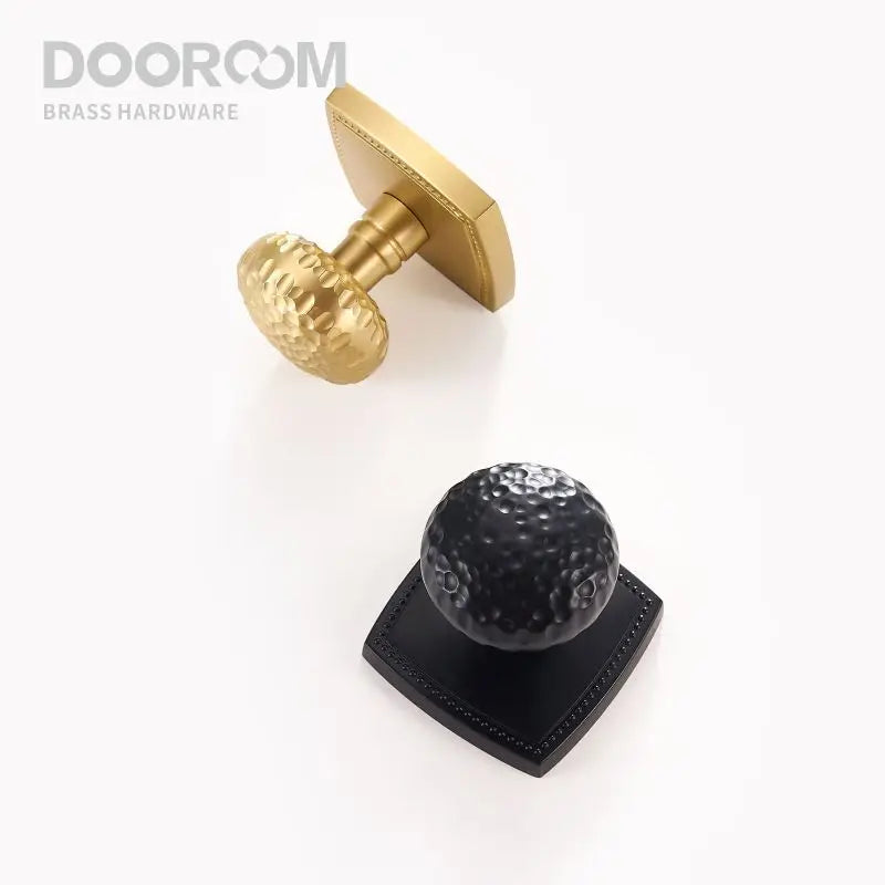 Dooroom Brass Door Lock Set Hammered Modern Bedroom Bathroom Double Lever Dummy Privacy Passage Hidden Handle Knob
