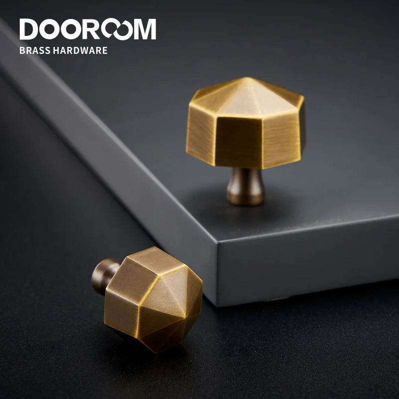 Dooroom Brass Furniture Handles Nordic Simple American Octagon Pulls Cupboard Wardrobe Dresser Shoe Box Drawer Cabinet Knobs 