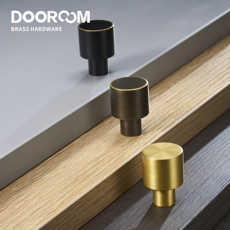 Dooroom Brass Furniture Handles Nordic Wardrobe Dresser Cupboard Cabinet Drawer Shoe Box Pulls Black Gold Bronze Cylinder Knobs 