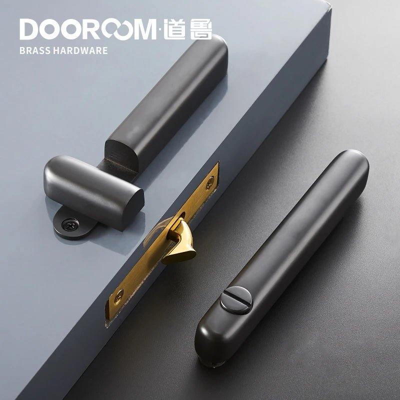 Dooroom Brass Sliding Door Lock Set Handles Gold PVD Black Interior Living Room Bathroom Balcony Kitchen