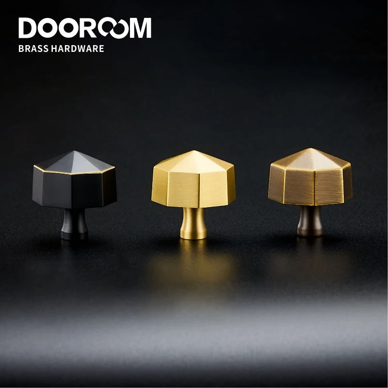 Dooroom Brass Furniture Handles Nordic Simple American Octagon Pulls Cupboard Wardrobe Dresser Shoe Box Drawer Cabinet Knobs 