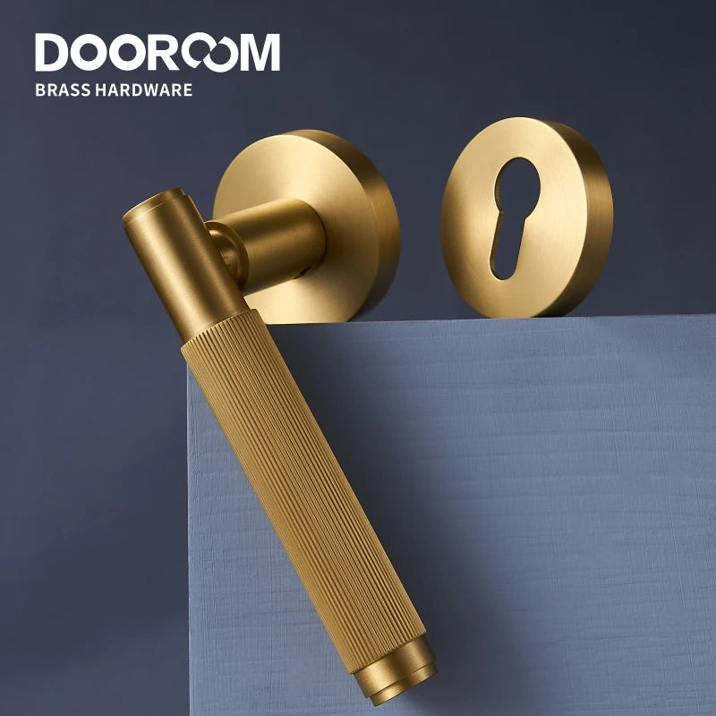 Dooroom Brass Door Lever Set Interior Bedroom Bathroom Dummy lock Set Privacy Passage Locks Tubular Latch linear Thumb Turn