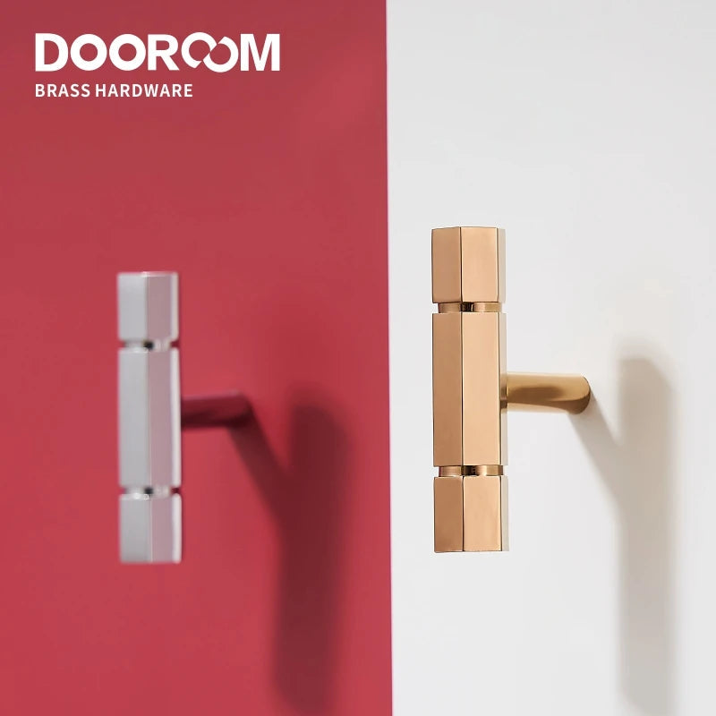 Dooroom Brass Furniture Handles Shiny Rose Gold Black Titanium Bright Chrome Cupboard Wardrobe Dresser Drawer Cabinet Pulls