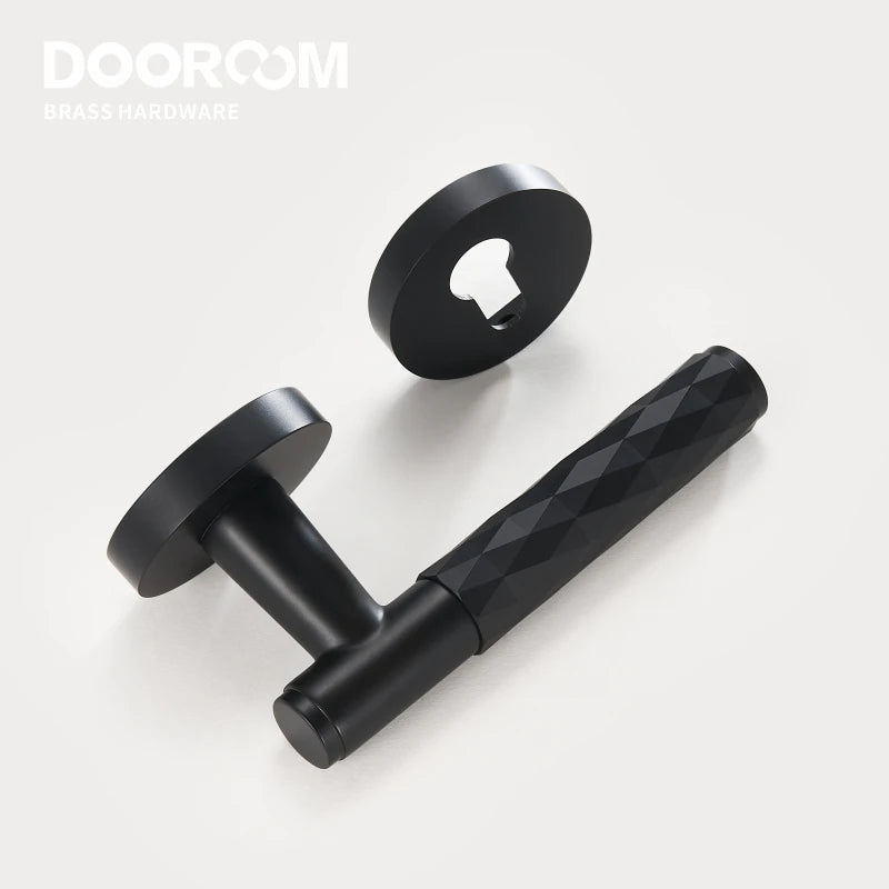 Dooroom 黄铜锤击门锁套装室内卧室浴室双木门杆套装假隐私通道钥匙锁盖