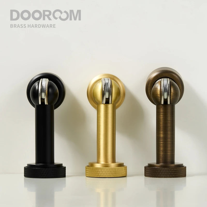 Dooroom黄铜门挡重型滚花门固定器磁性门吸