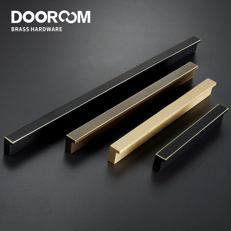 Dooroom Zoe Brass Furniture Handles Long Modern Matt Wardrobe Dresser Cupboard Cabinet Door Drawer Pulls Knobs