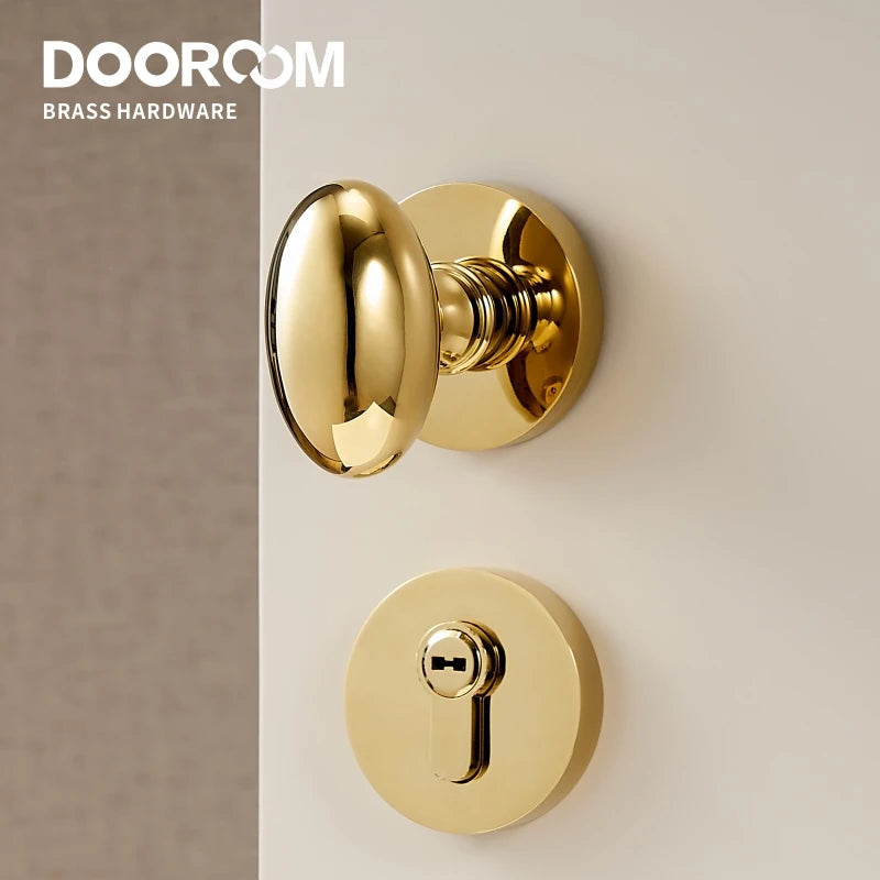 Dooroom 现代光亮PVD金色黄铜门锁套装 室内卧室浴室虚拟隐私通道隐藏门把手套装