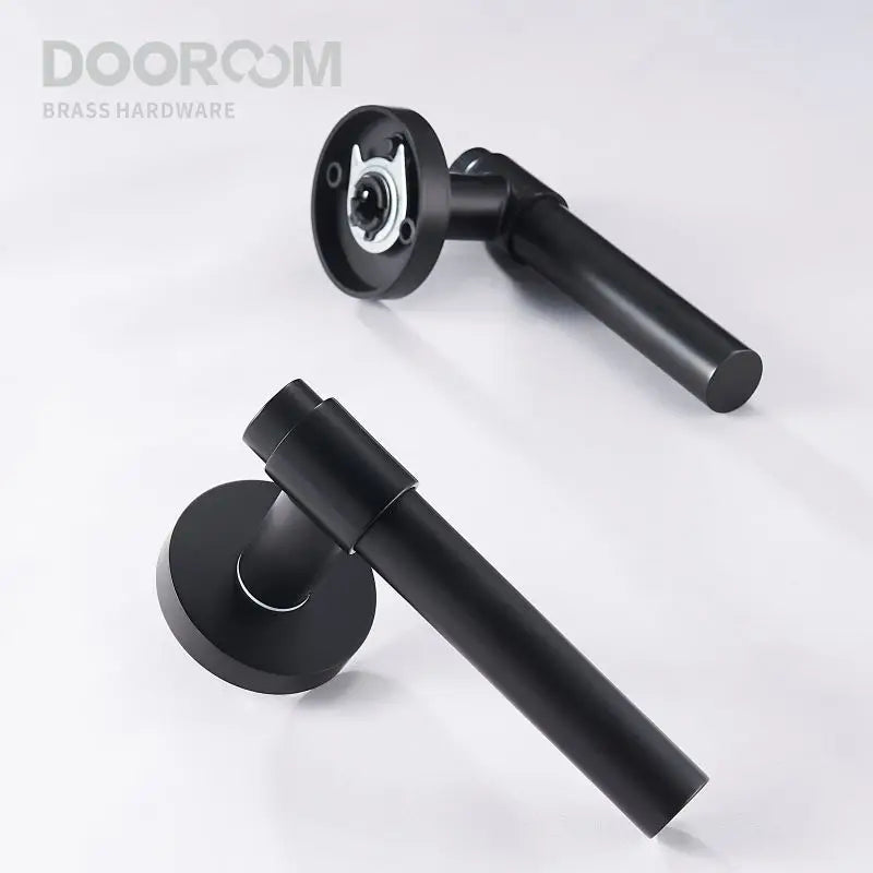 Dooroom Brass Lever Light Luxury Black Gold Modern Fashion Interior Room Bedroom Bathroom Solid Wood Door Lock Split Handle Knob