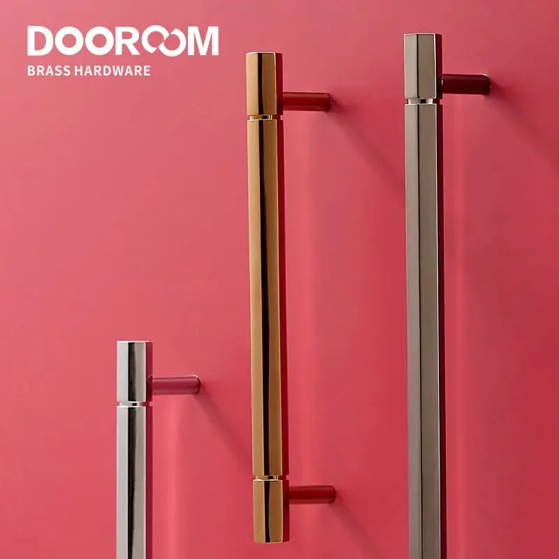 Dooroom Brass Furniture Handles Shiny Rose Gold Black Titanium Bright Chrome Cupboard Wardrobe Dresser Drawer Cabinet Pulls