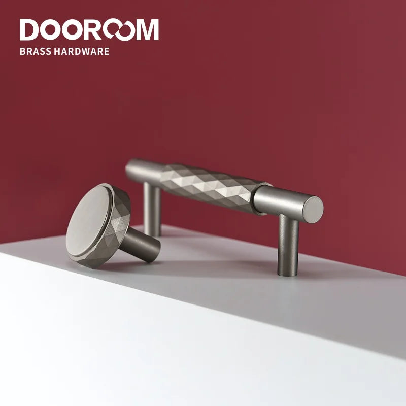 Dooroom Brass Furniture Handles Hammered Matt Brushed Nickel Cupboard Wardrobe Dresser Shoe Box Drawer Cabinet Round T bar Knobs