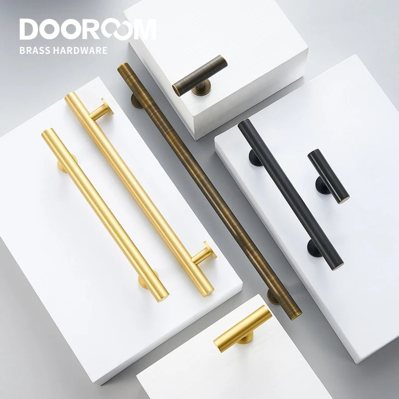Dooroom Brass Furniture Handles Modern Nordic Pulls Wardrobe Dresser Cupboard Cabinet Drawer Shoe Box Wine Bar Knobs