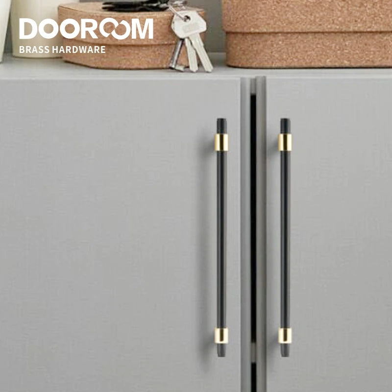 Dooroom Brass Furniture Handles Black Gold Light Luxury Modern Nordic Drawer Wardrobe Dresser Long Cabinet Knobs Pulls
