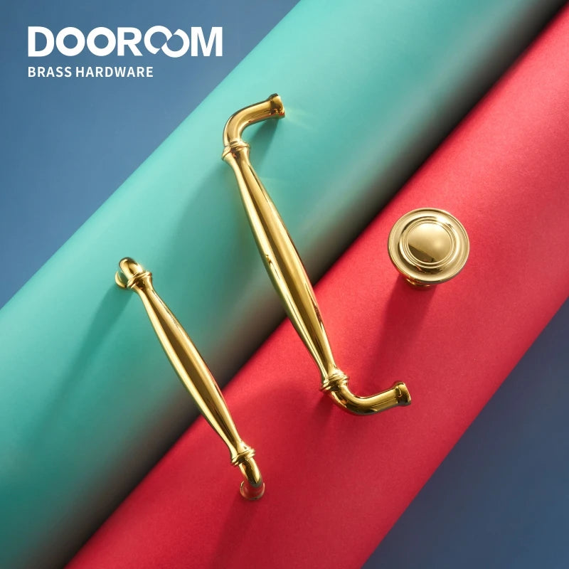 Dooroom Brass Furniture Handles Light Luxury European Gold Chrome Pulls Wardrobe Dresser Cupboard Cabinet Drawer Wine Bar Knobs