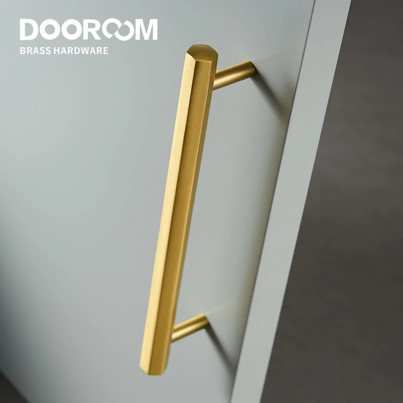 Dooroom Brass Hexagon Furniture Handles Long Modern Pulls Cupboard Wardrobe Dresser Shoe Box Drawer Cabinet Knobs