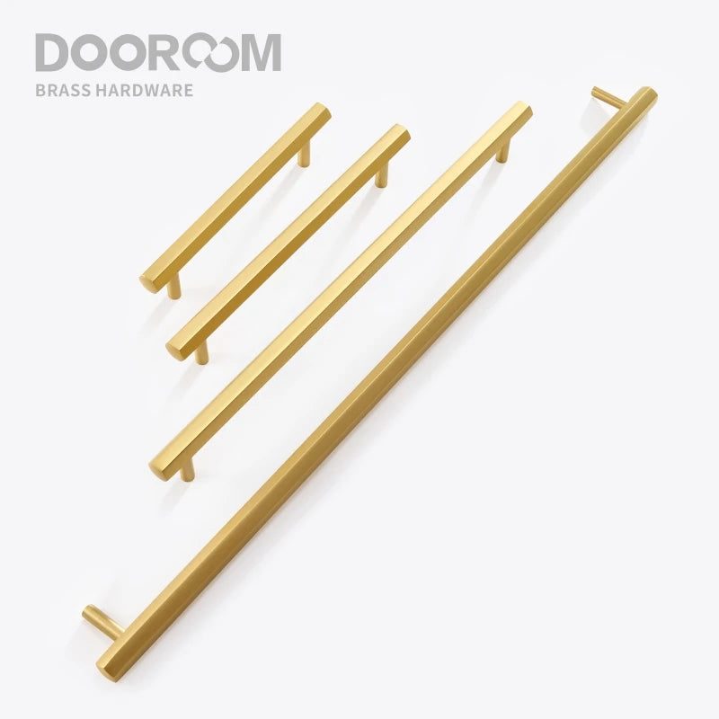 Dooroom Brass Hexagon Furniture Handles Long Modern Pulls Cupboard Wardrobe Dresser Shoe Box Drawer Cabinet Knobs