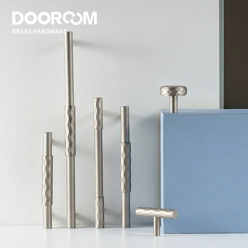 Dooroom Brass Furniture Handles Hammered Matt Brushed Nickel Cupboard Wardrobe Dresser Shoe Box Drawer Cabinet Round T bar Knobs