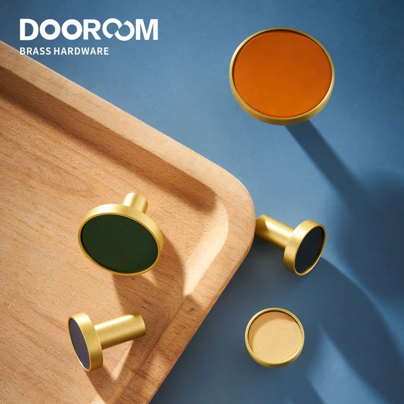 Dooroom Brass Leather Colorful Hooks Bathroom Indoor Kitchen Hallway Wall Clothes Hangers Wall Hangings Row Hooks