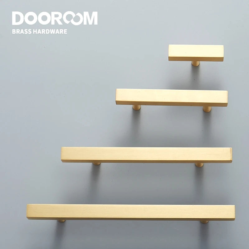 Dooroom Dulu Brass Furniture Handles Modern Wardrobe Dresser Cupboard Drawer Cabinet Door Long Square Black/Gold Pulls Knobs