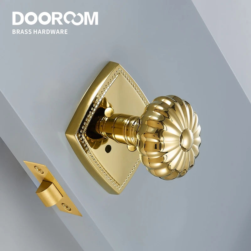 Dooroom 隐私门锁套装 闪亮金色 PVD 无钥匙旋钮浴室卧室门锁 南瓜色