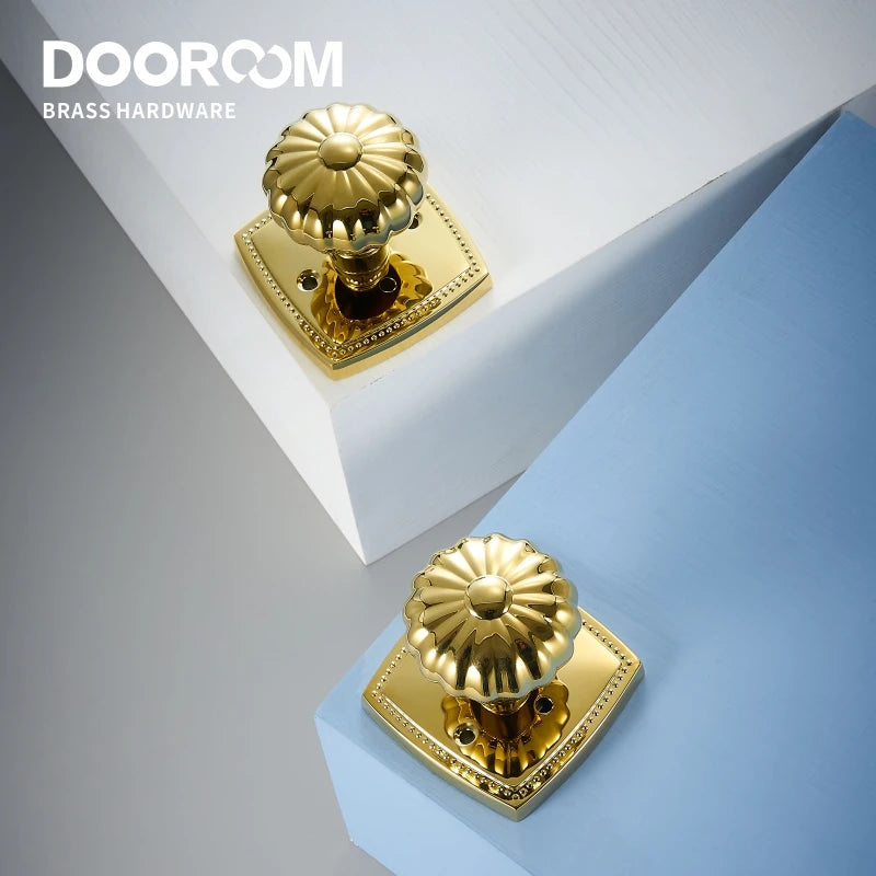 Dooroom 隐私门锁套装 闪亮金色 PVD 无钥匙旋钮浴室卧室门锁 南瓜色