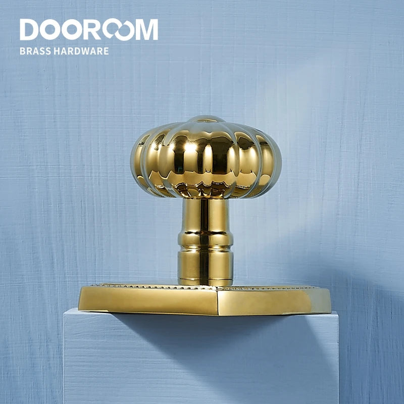 Dooroom 隐私门锁套装 闪亮金色 PVD 无钥匙旋钮浴室卧室门锁 南瓜色