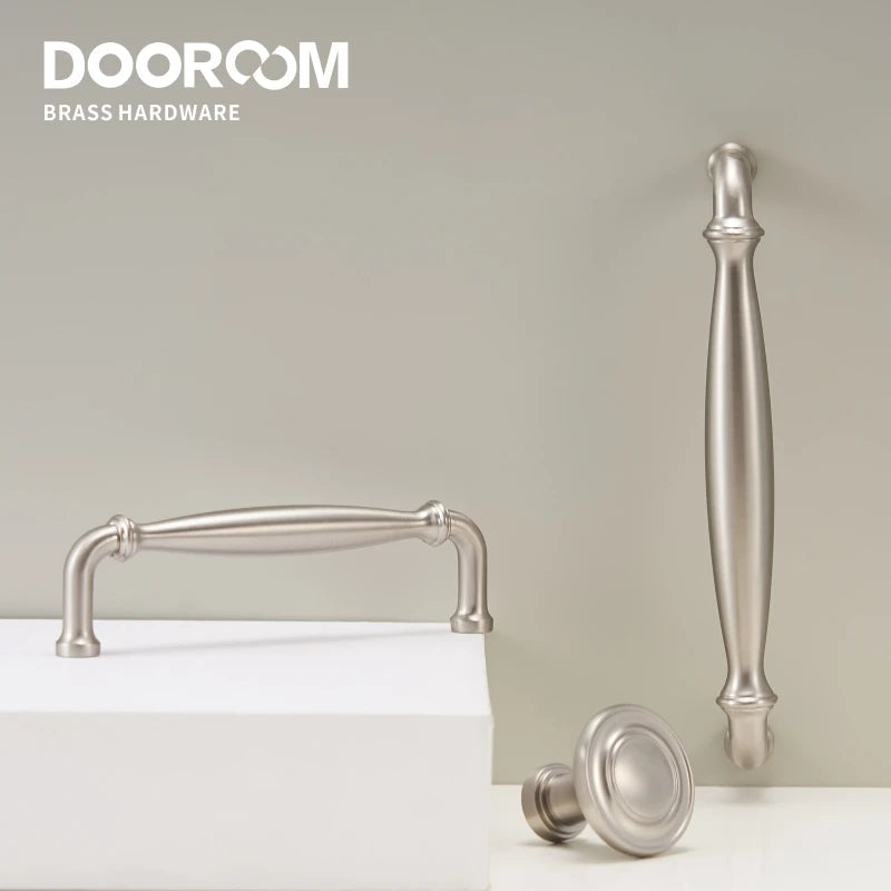 Dooroom Brass Furniture Handles Modern Matt Silver Pulls Wardrobe Dresser Cupboard Cabinet Drawer Wine Bar Brushed Nickel