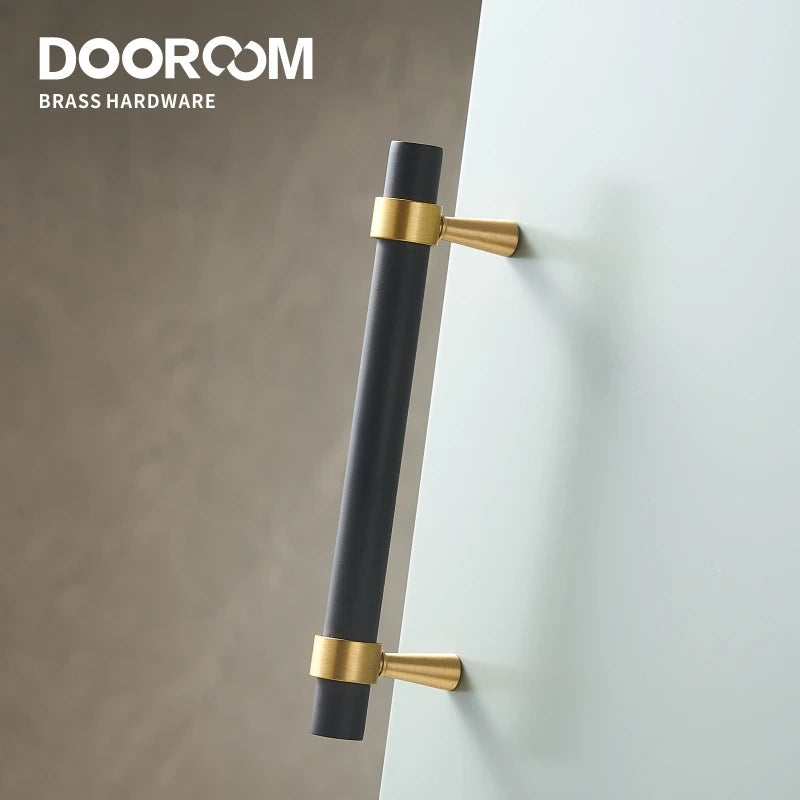 Dooroom Brass Furniture Handles T-bar Light Luxury Fashion Black Gold Silve Wardrobe Dresser Cupboard Cabinet Drawer Pulls