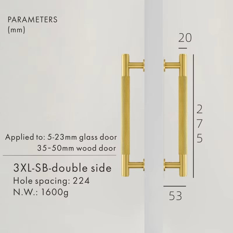 Dooroom 黄铜滚花门把手双门木门淋浴房单侧双侧哑光金黑色拉手