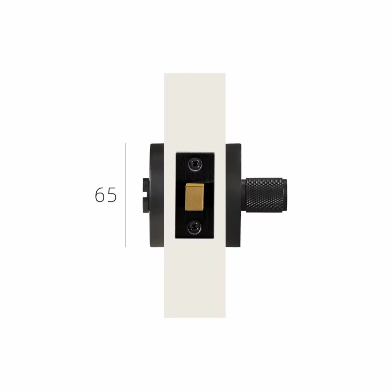 DOOROOM US Standard For 2-1/8" Hole Brass Knurled Lever Privacy Door Lock Passage Set  Round Rose 65mm Dummy Closet Handle
