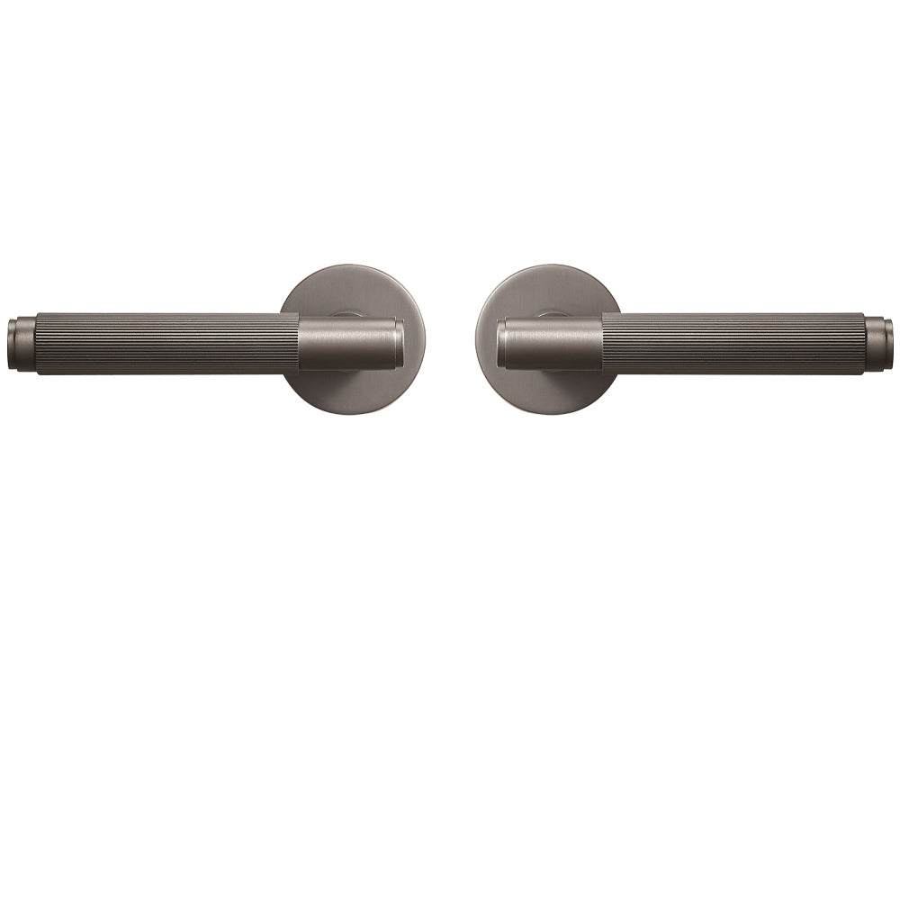 Dooroom Brass Stripe Door Lock Set Modern Grey Interior Bedroom Bathroom Double Wood Lever Dummy Handle Knob Linear