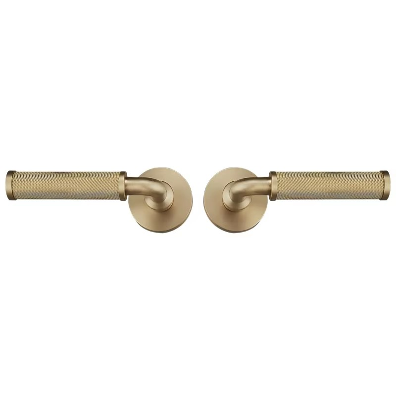 Dooroom Brass Knurled Door Lock Set Modern Interior Bedroom Bathroom Double Wood Door Lever Set Dummy Knob Privacy Passage Locks