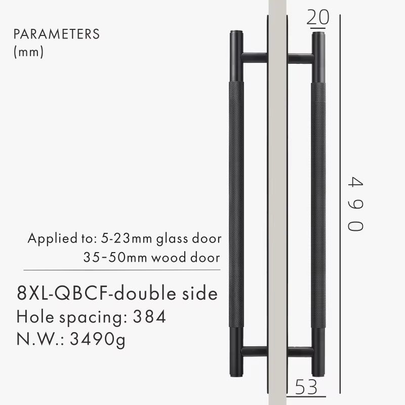 Dooroom Brass Knurled Door Handles Double Door Wood Door Shower Room Single Side Double Side Matt Gold Black Antique Brass Pulls