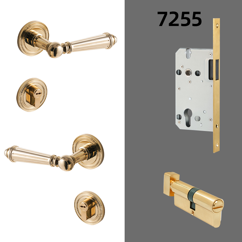 Dooroom Brass Door Lever Set Bright Silver French Retro Bedroom Gold Chrome New Classic Solid Wood Interior Lock Set Dummy Lock