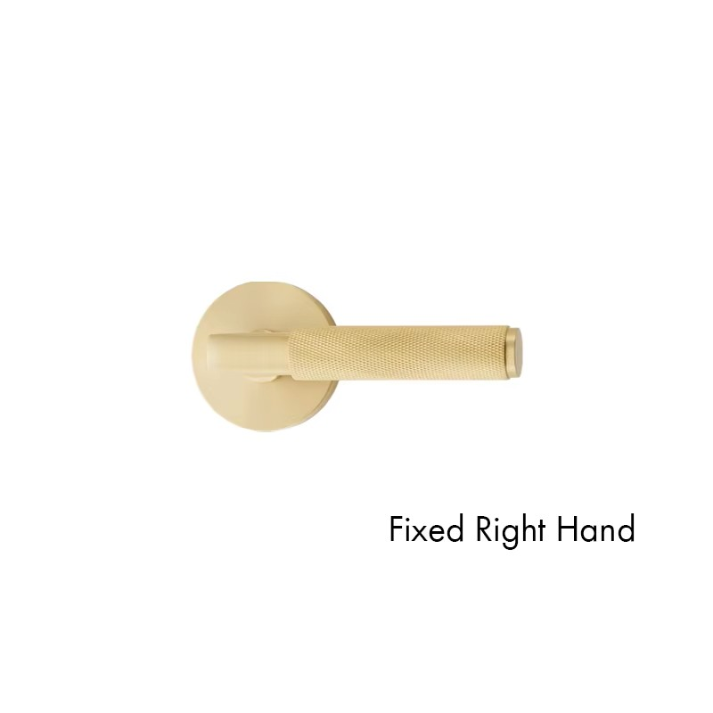 DOOROOM US Standard For 2-1/8" Hole Brass Knurled Lever Privacy Door Lock Passage Set  Round Rose 65mm Dummy Closet Handle