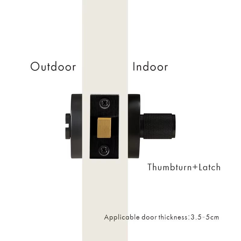 DOOROOM brass knurled thumb turn key latch lever handle cylinder key escutcheon passage room lock