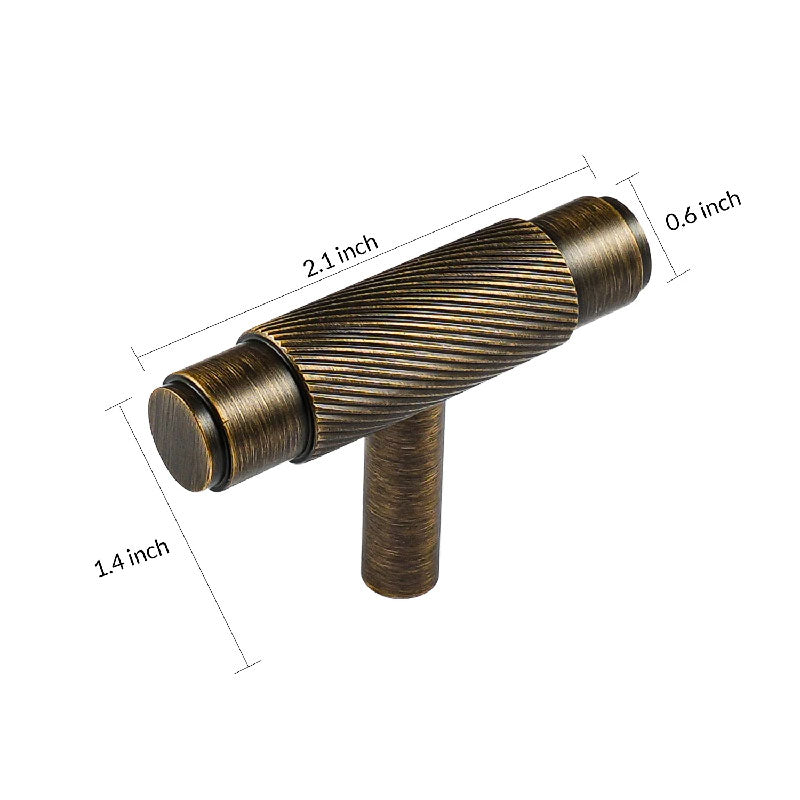SAILANKA-Brass Cabinet Handles, Wardrobe Pulls, Drawer Knobs, Knurled Furniture Door T Bar Handle for Chest Drawer Dresser