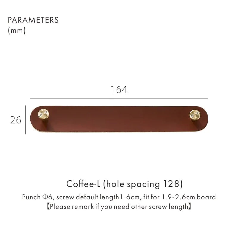 Dooroom Brass Furniture Handles Red Cow Leather Nordic
