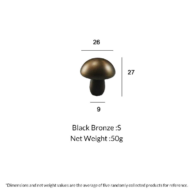 DOOROOM 1 Inch Matt Black Antique Brass Cabinet Knobs Modern Dresser Round Knobs Brass Mushroom Shape Pulls for Kitchen 