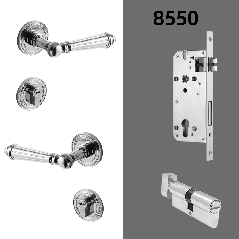 Dooroom Brass Door Lever Set Bright Silver French Retro Bedroom Gold Chrome New Classic Solid Wood Interior Lock Set Dummy Lock