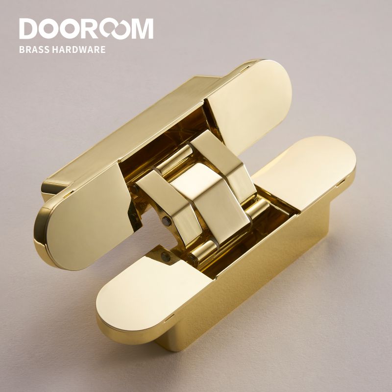 DOOROOM Brass Invisible Door Hinge Hidden Solid Wood Door Folding Door Hidden Cross 3D Hinges Gold Black Bright Chrome Hardware