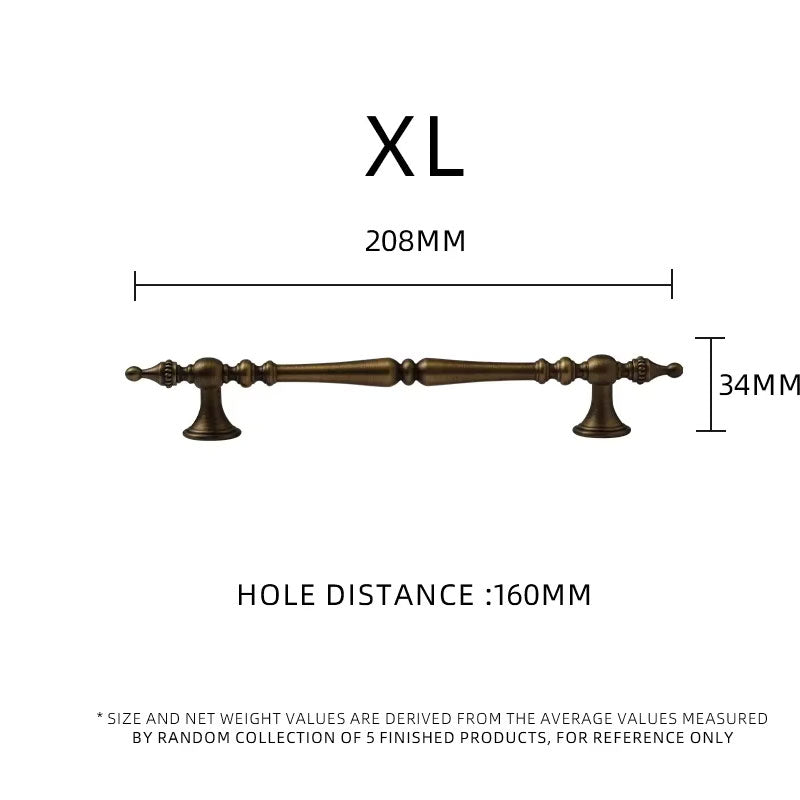 DOOROOM Brass Furniture Handles Retro Antique Bronze Senior Solid Drawer Knob Kitchen Cabinet Drawer Wardrobe Hardware Handle
