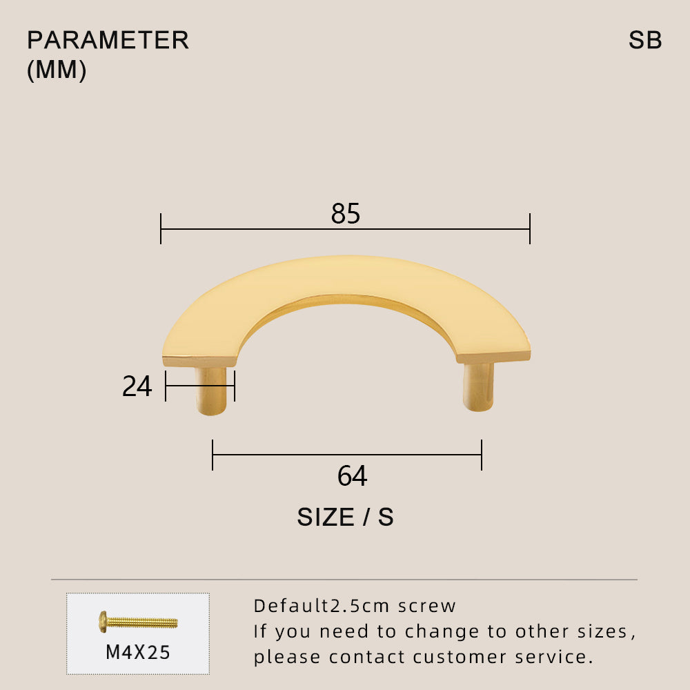 DOOROOM Brass Furniture Handles Modern Light Luxury Semi Circle Pulls Wardrobe Cupboard Armario Closet Gabinete Decoration