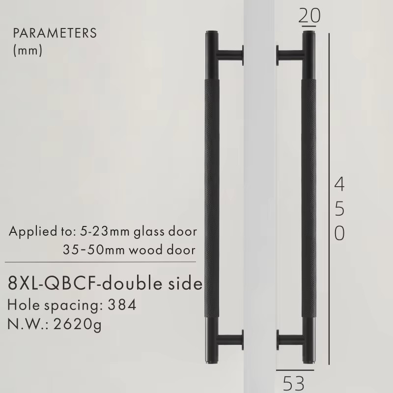 Dooroom Brass Knurled Door Handles Double Door Wood Door Shower Room Single Side Double Side Matt Gold Black Pulls