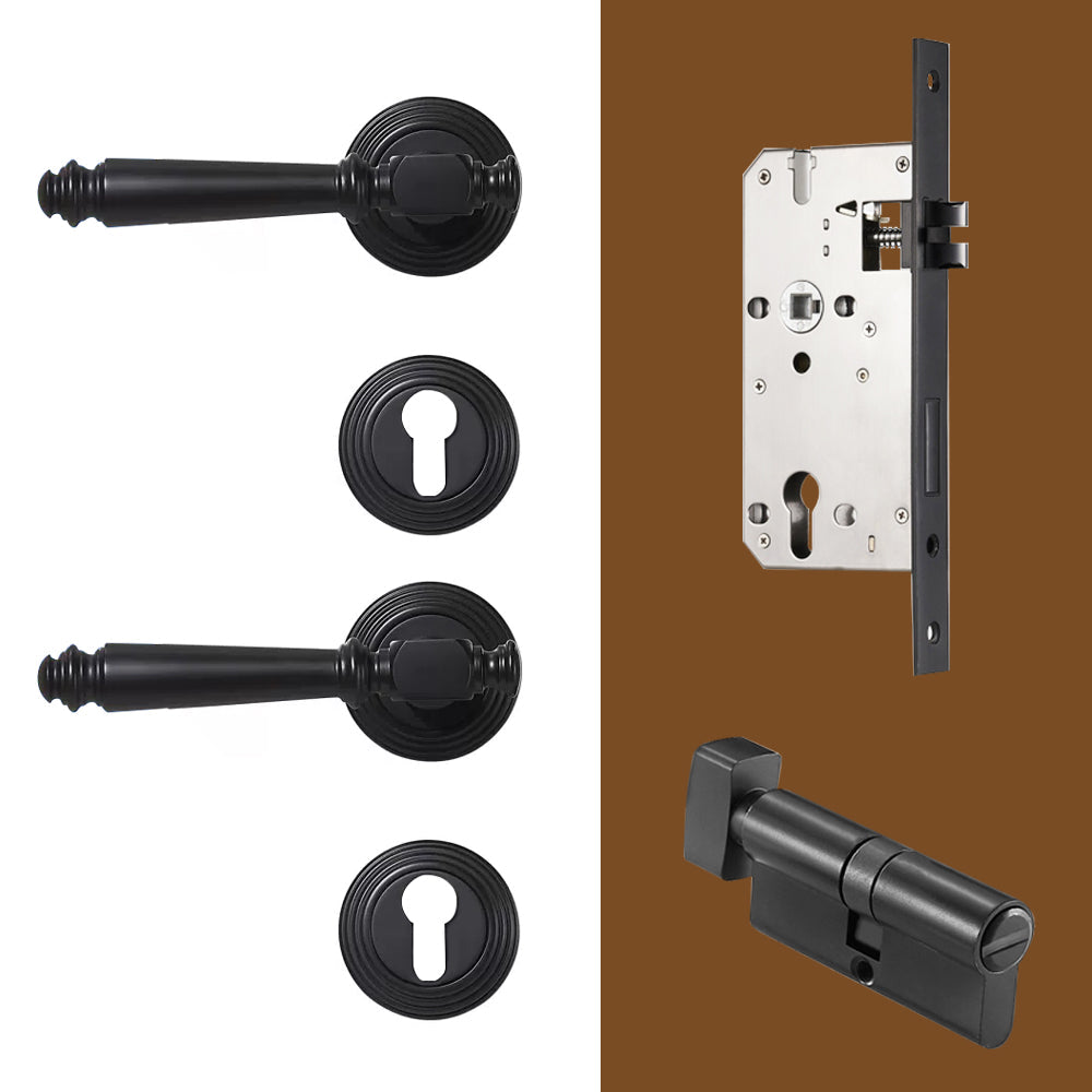 DOOROOM Indoor Door Lock Brass Set Bedroom Bathroom Double Wood Door Lever Dummy Quiet Magnetic Suction Door Lock Household
