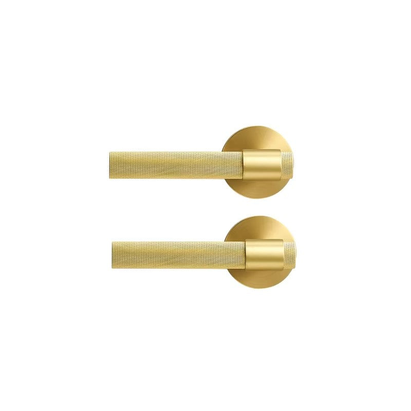 Dooroom Brass Knurled Door Lock Set Black Gold Interior Bedroom Bathroom Double Wood Door Lever Set Dummy Privacy