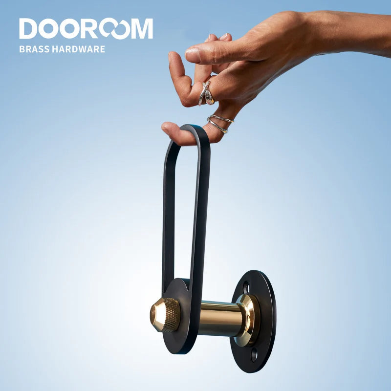 DOOROOM 黄铜门把手超值磁性静音黑金色超现代设计师室内门锁把手黄铜