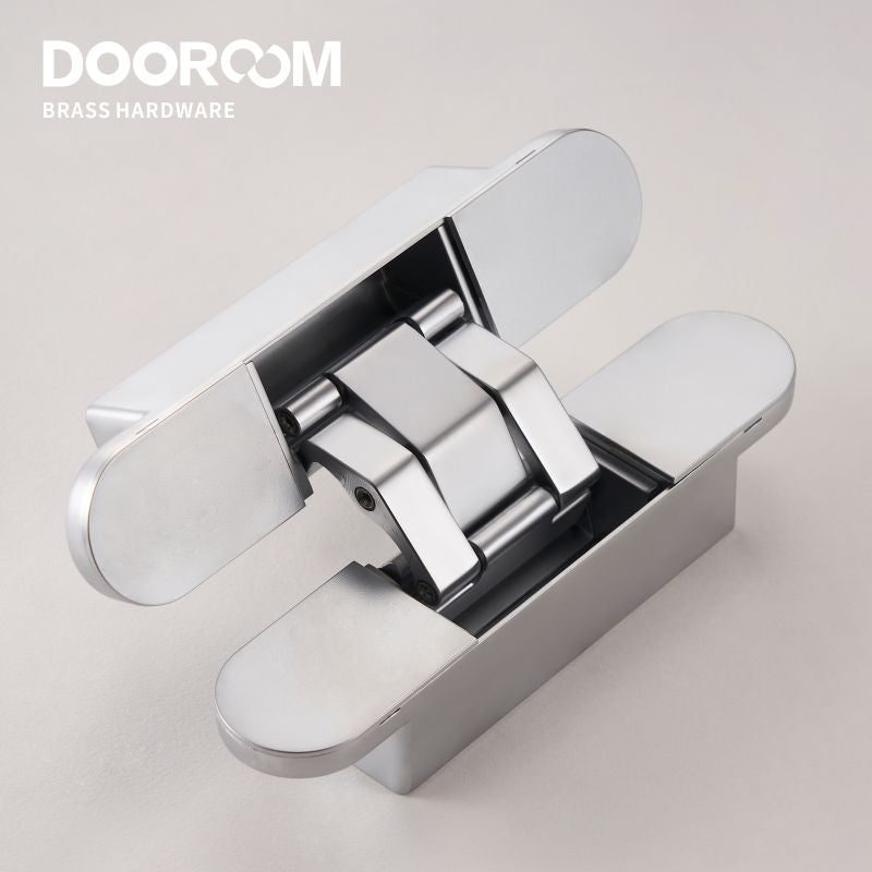 DOOROOM Brass Invisible Door Hinge Hidden Solid Wood Door Folding Door Hidden Cross 3D Hinges Gold Black Bright Chrome Hardware